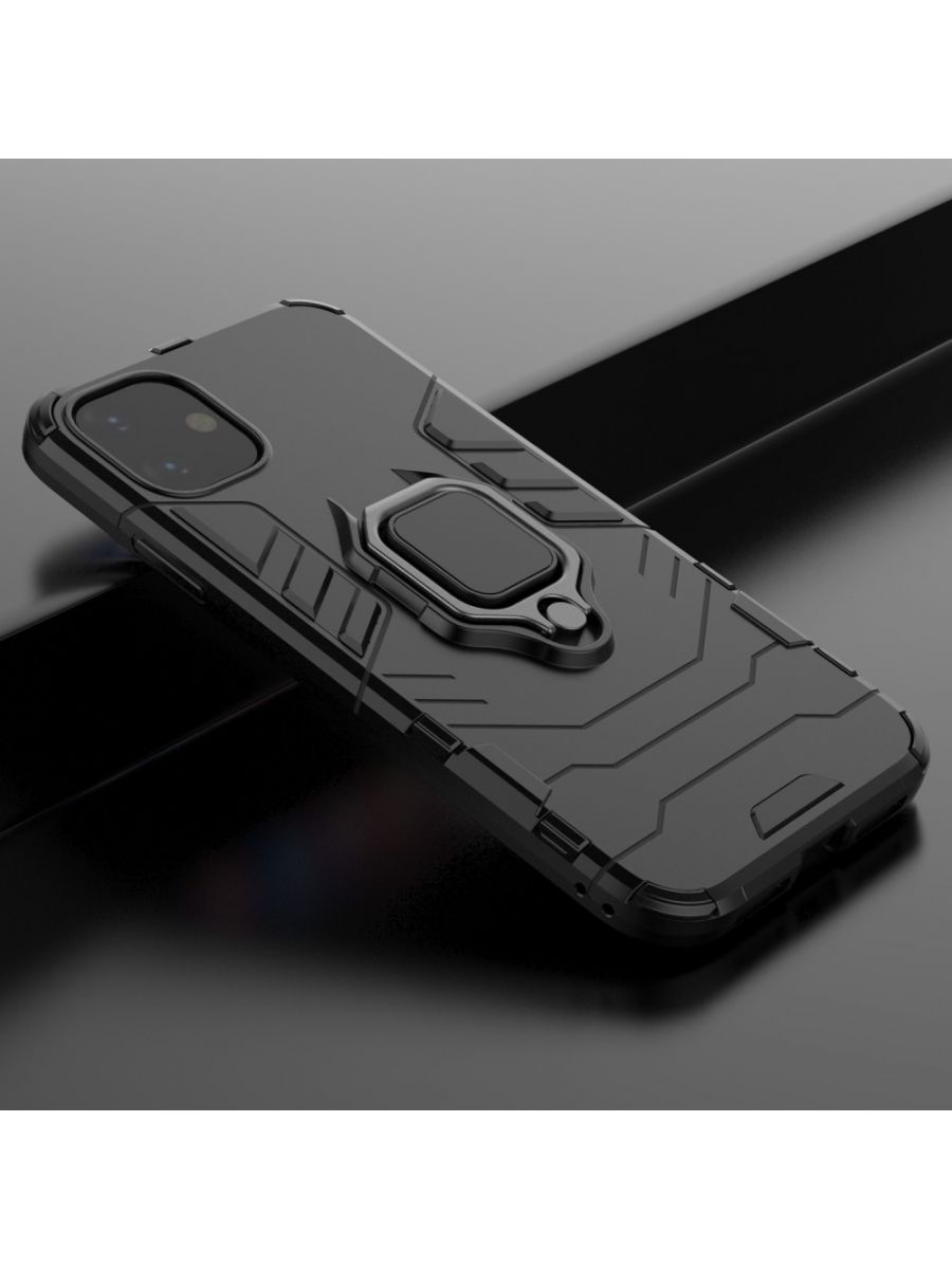 Brodef Ring Противоударный чехол с кольцом для iPhone 11 черный