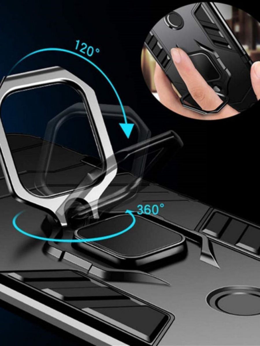 Brodef Ring Противоударный чехол с кольцом для Samsung Galaxy Note 10 Plus / Note 10+ Черный