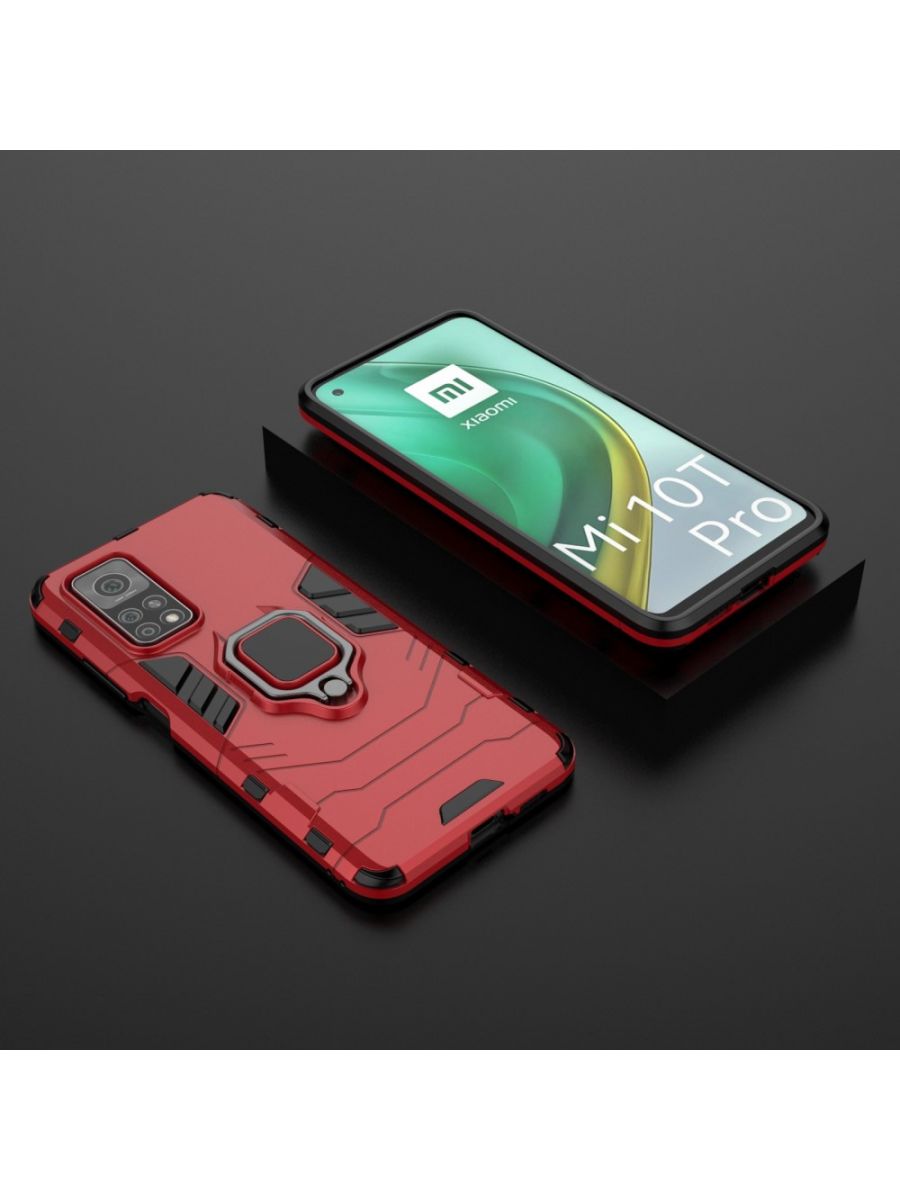 Brodef Ring Противоударный чехол с кольцом для Xiaomi Mi 10T / Mi 10T Pro красный