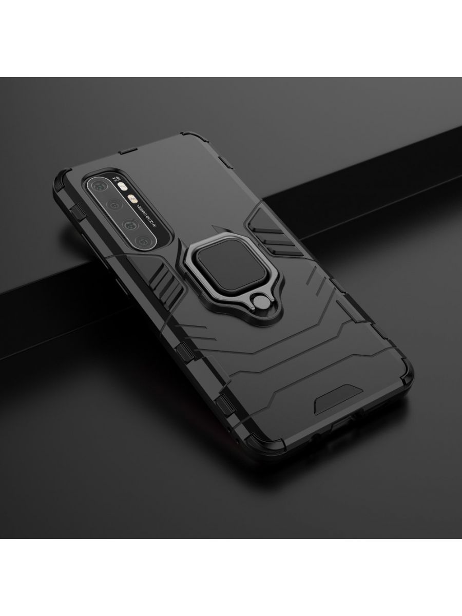 Brodef Ring Противоударный чехол с кольцом для Xiaomi Mi Note 10 Lite черный