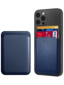 Magsafe кошелек визитница чехол для карт / Кардхолдер магнитный на айфон iphone Leather Wallet синий