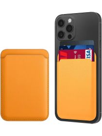 Magsafe кошелек визитница чехол для карт / Кардхолдер магнитный на айфон iphone Leather Wallet желтый