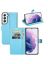 Brodef Wallet Чехол книжка кошелек для Samsung Galaxy S22 Plus / S22+ голубой
