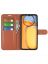 Wallet Чехол книжка с магнитом эко кожаный с карманом для карты на Redmi 13C / Poco C65 коричневый