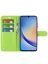 Wallet Чехол книжка с магнитом эко кожаный с карманом для карты на Samsung Galaxy A34 5G зеленый