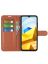 Wallet Чехол книжка с магнитом эко кожаный с карманом для карты на Xiaomi Poco M5 коричневый