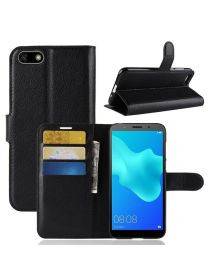 Wallet Чехол книжка с магнитом эко кожаный с карманом для карты на Honor 7A / Honor 7S / Y5 Prime 2018 черный