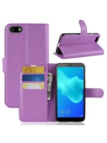 Wallet Чехол книжка с магнитом эко кожаный с карманом для карты на Honor 7A / Honor 7S / Y5 Prime 2018 фиолетовый