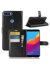 Wallet Чехол книжка с магнитом эко кожаный с карманом для карты на Huawei Honor 7C / Honor 7A Pro черный