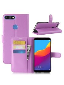 Wallet Чехол книжка с магнитом эко кожаный с карманом для карты на Huawei Honor 7C фиолетовый