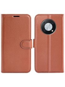 Wallet Чехол книжка с магнитом эко кожаный с карманом для карты на Huawei nova Y90 коричневый