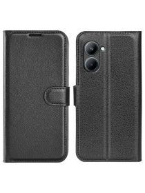 Wallet Чехол книжка с магнитом эко кожаный с карманом для карты на Realme C33 черный