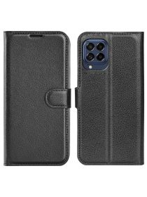 Wallet Чехол книжка с магнитом эко кожаный с карманом для карты на Samsung Galaxy M53 черный